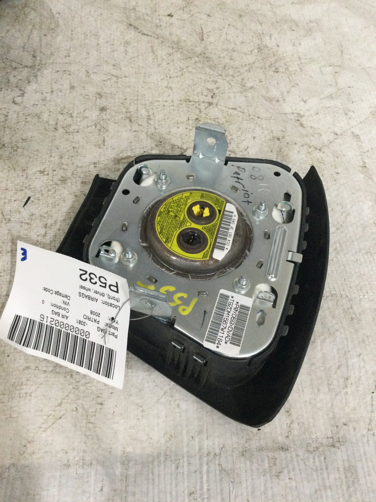 2008 JEEP PATRIOT DRIVER WHEEL AIRBAG