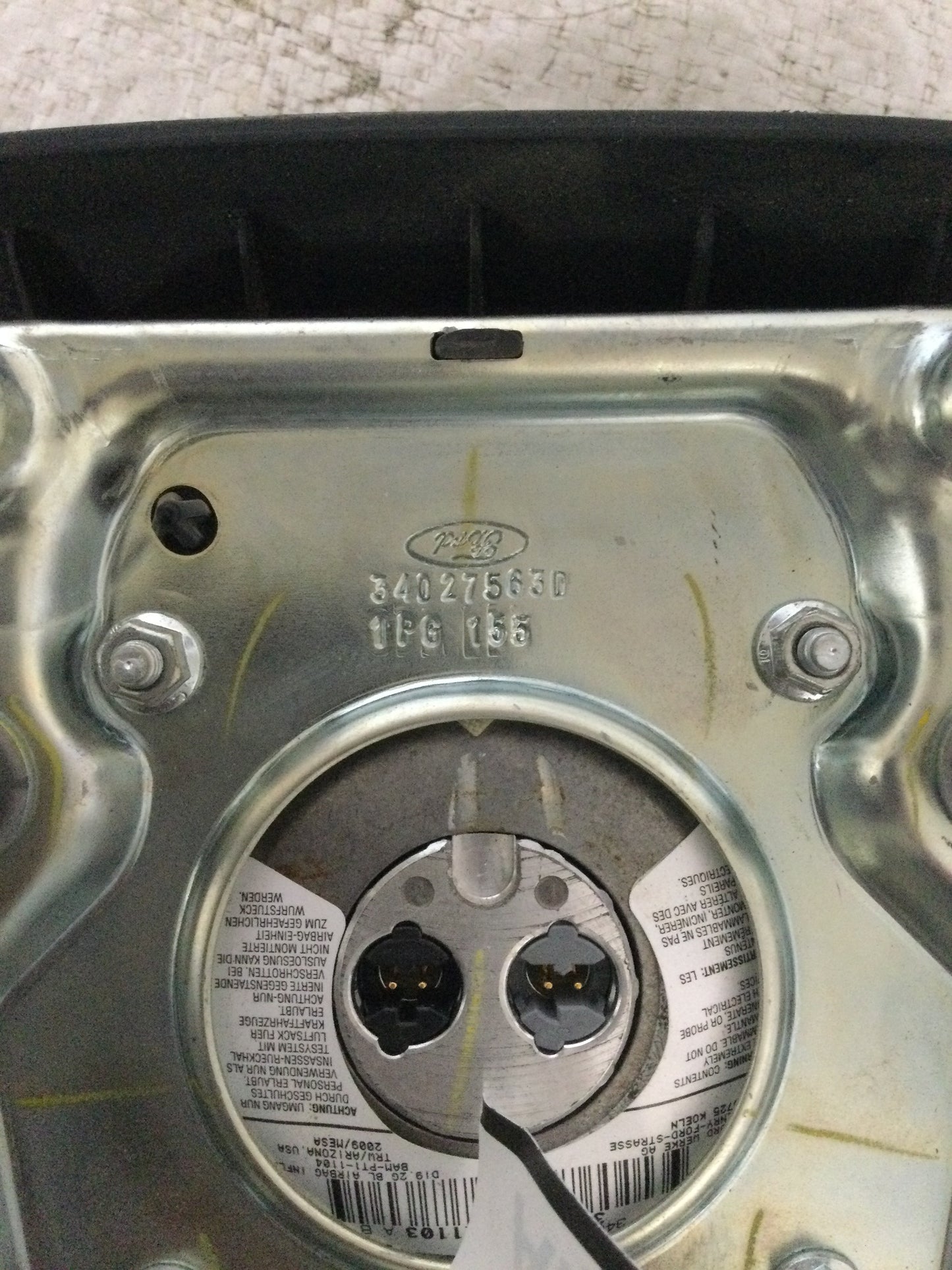 2009 FORD PICKUP F150 SERIES DRIVER WHEEL AIRBAG