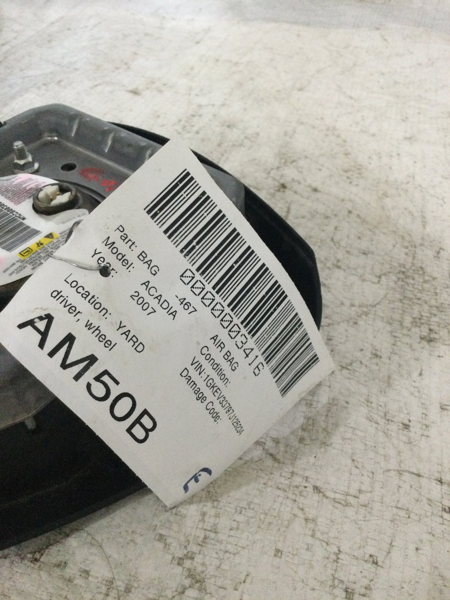 2007 GMC ACADIA DRIVER WHEEL AIRBAG