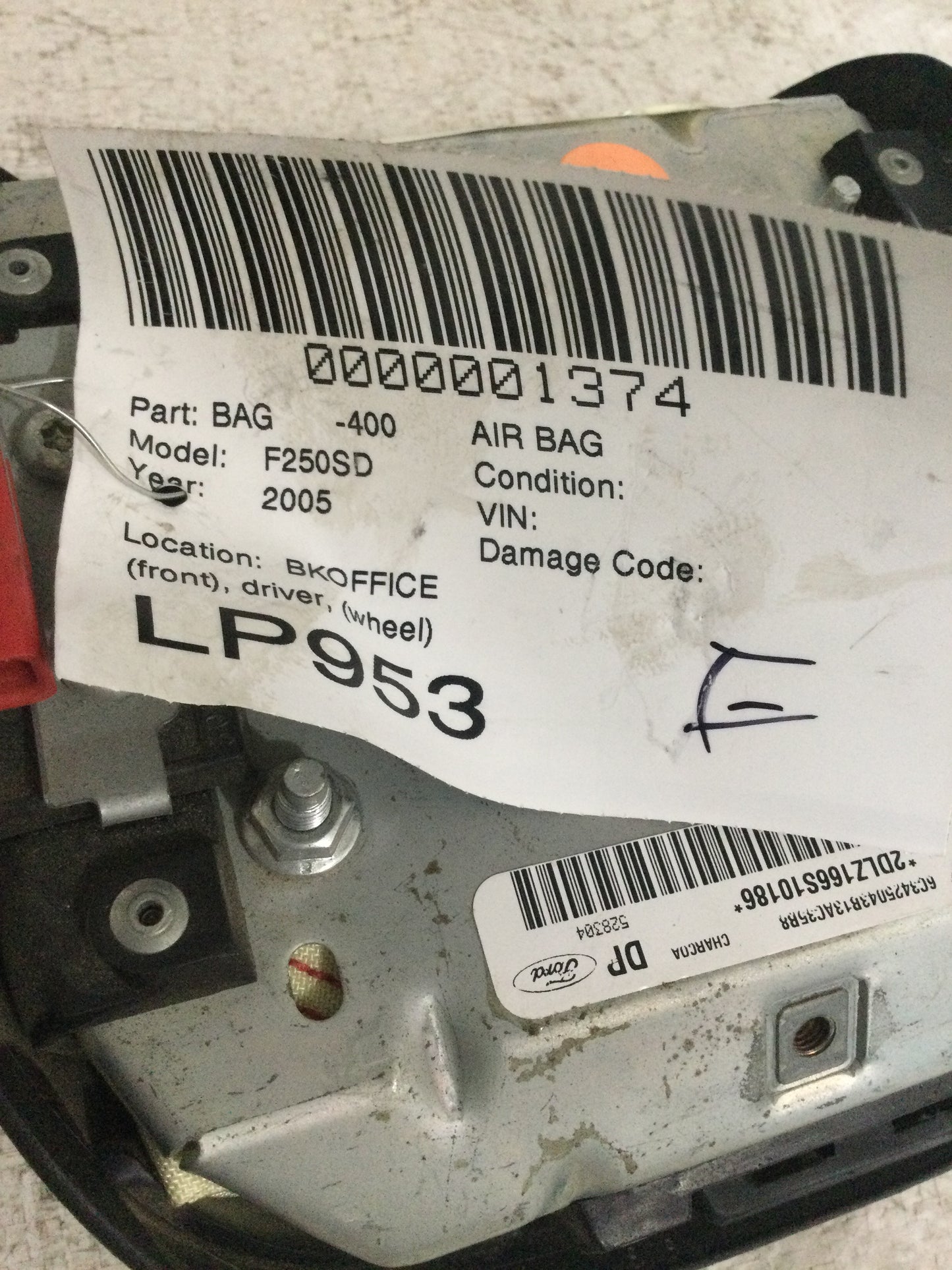 2005 FORD F250 SUPER DUTY PICKUP DRIVER WHEEL AIRBAG