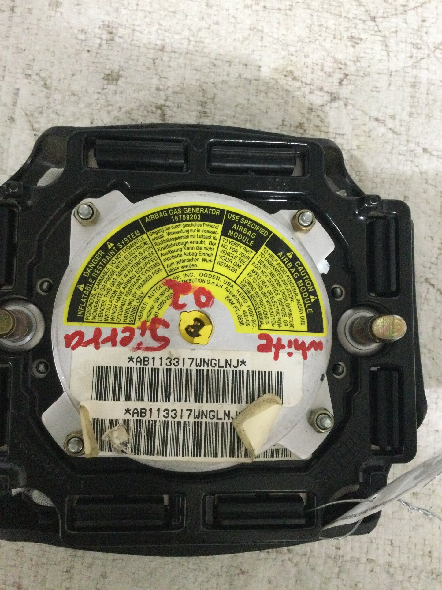 2002 GMC Sierra 1500 Driver Steering Wheel Airbag