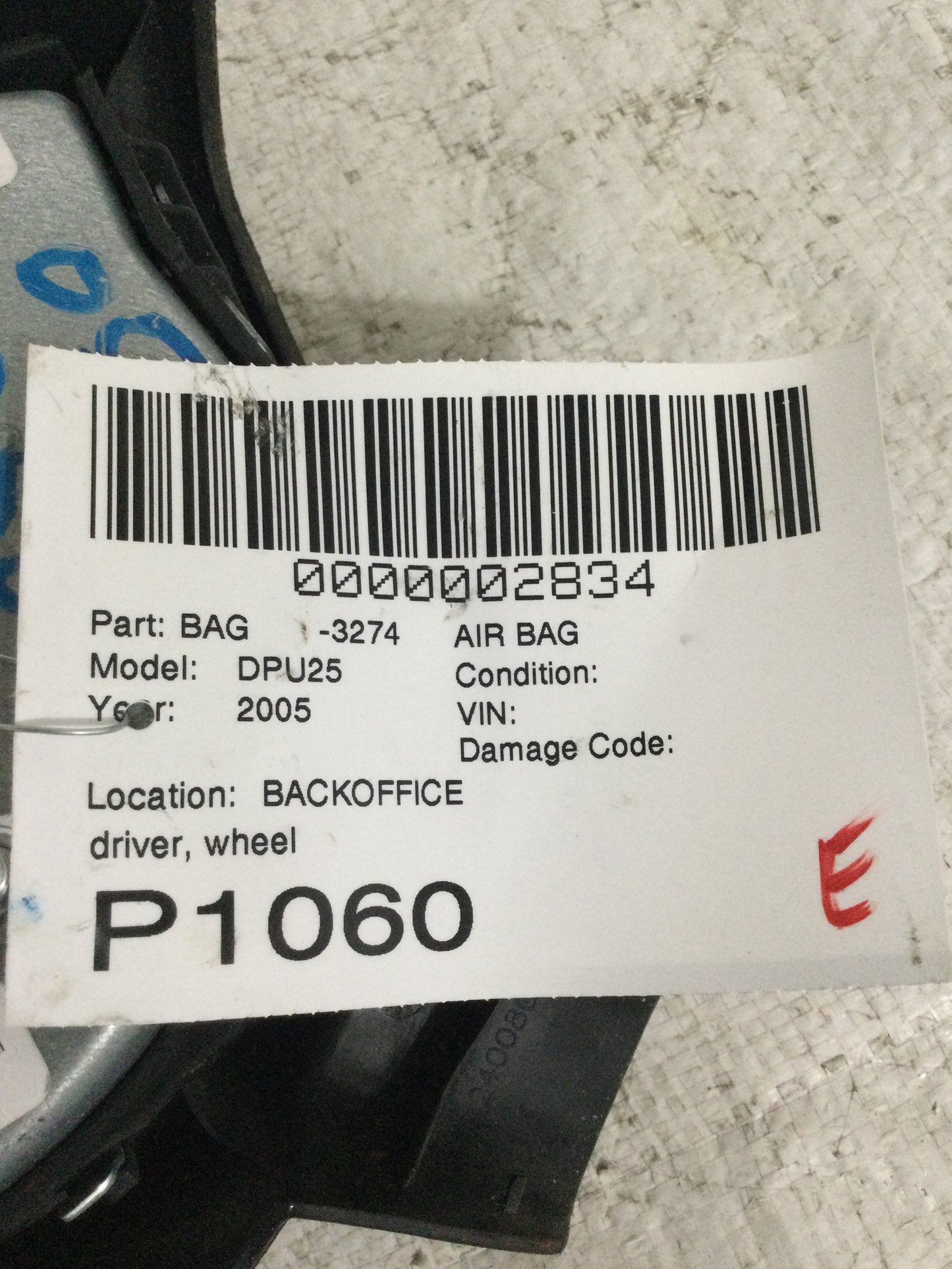 2005 DODGE RAM PICKUP 2500 DRIVER WHEEL AIRBAG