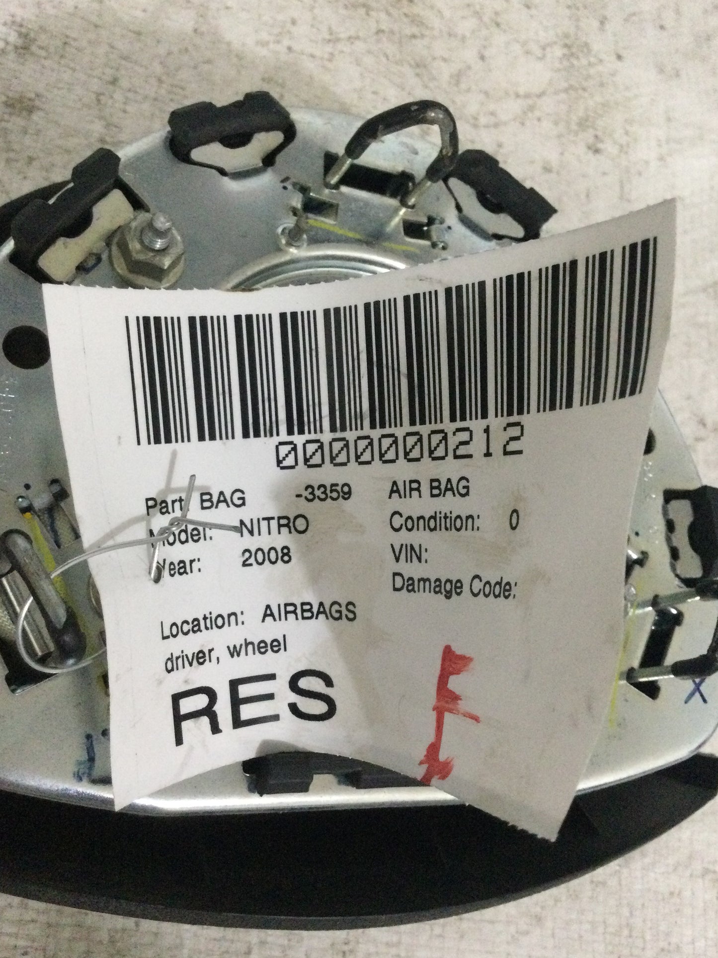 2008 DODGE NITRO DRIVER WHEEL AIRBAG